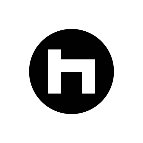 H个单字 有黑色圆圈的H字 H公司标志 — 图库矢量图片