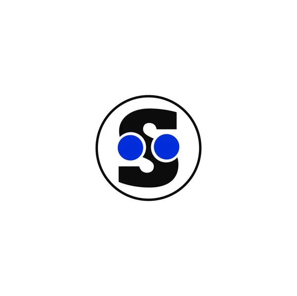 Company Logo Black Blue Dots Monogram — 스톡 벡터