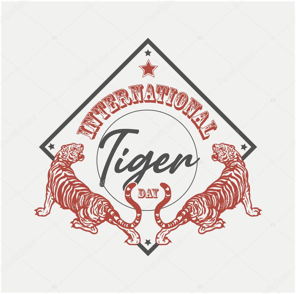 International Tiger Day greetings with tigers illustration. Tiger day design post.