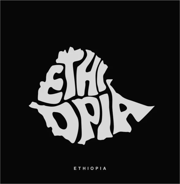 Etiopía Mapa Letras Etiopía Mapa Tipografía English — Vector de stock
