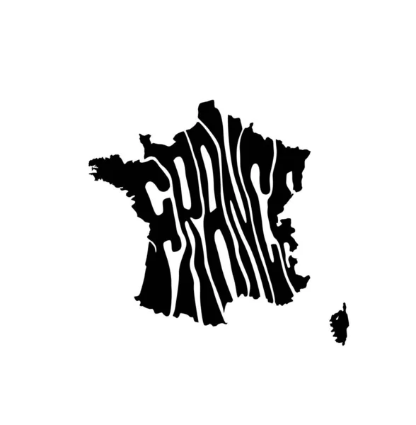 法国地图以地图的形式书写 法国地图排版 — 图库矢量图片