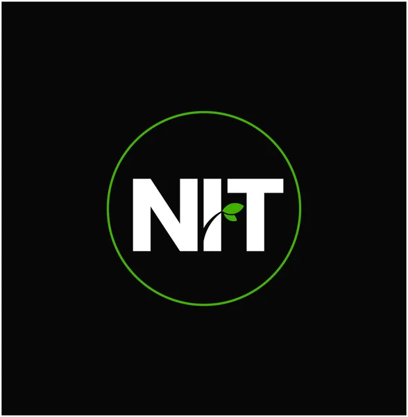 绿色叶面的Nit标志 Nit Logo — 图库矢量图片