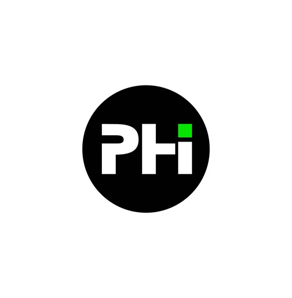 Phi 'nin harfleri siyah bir daire şeklinde dizayn edilmiş. PHI monogram vektörü.