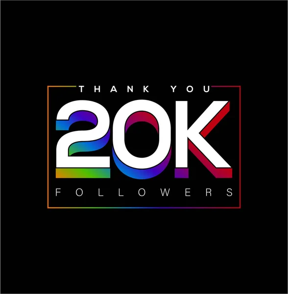 Obrigado 20K Seguidores 20K Seguidores Nas Redes Sociais Obrigado —  Vetores de Stock