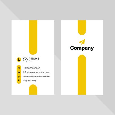 Beyaz ve Sarı Temiz Minimum Ziyaret Kart Şablonu