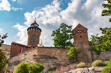 Nuremberg Şatosu (Kaiserburg), tarihi bina, Bavyera, Almanya, seçici odaklanma