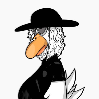 Eşsiz üniformaları olan sevimli ördek karakteri..