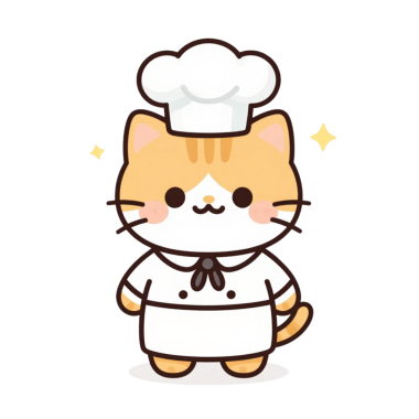 Şef şapkası takan sevimli bir kedi.