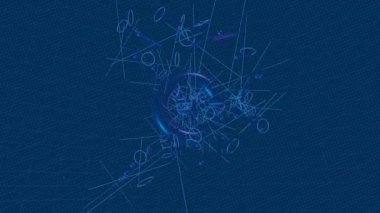 Teknoloji tasarımı için fütüristik şekillere ve dijital hareket grafiklerine sahip Geometrik yapı arkaplanı