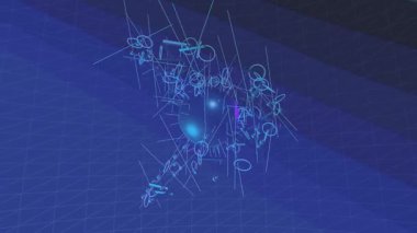 Gelecekçi arayüz tasarımı ve dijital film grafikleri için gelişmiş sibernetik ızgara deseni