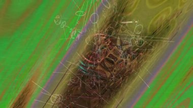 Teknoloji tasarımı için fütüristik şekillere ve dijital hareket grafiklerine sahip Geometrik yapı arkaplanı