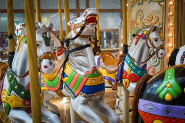 Atlıkarıncadaki at koltuklarının yakın görüntüsü