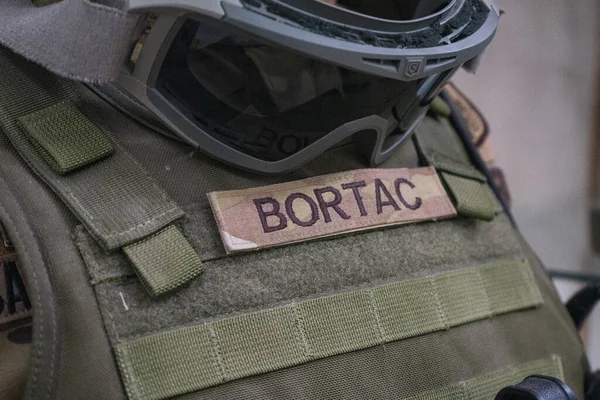 BORTAC, ya da Sınır Devriyesi Taktik Birimi, El Paso, Teksas, ABD 'deki ABD Sınır Devriyesi Müzesi' nde bir üniformaya yama