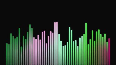Ses spektrumunu temsil eden dinamik çubukların yer aldığı, karanlık bir zemin üzerine kurulmuş görsel olarak ilgi çekici soyut bir video. Müzik görselleştirme ve teknoloji temalı projeler için ideal.