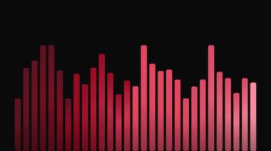 Dinamik kırmızı ses eşitleyici çubukları titreşir ve titiz bir siyah arkaplan üzerinde ritmik olarak hareket eder, ses dalgalarının canlı ve enerjik bir görsel temsili oluşturur.