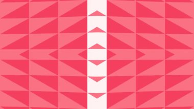 Kırmızı ve beyaz üçgenlerden oluşan soyut geometrik desenli dinamik animasyon büyüleyici bir görsel etki yaratıyor..