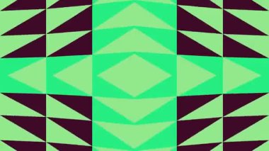 Canlı yeşil, pembe ve koyu mor renklerde geometrik desenlerin kaleydoskopunu içeren büyüleyici soyut bir animasyon..