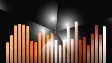 Ses dalgalarının, koyu arkaplanda hareket eden renkli ekolayzır çubuklarla dinamik görselleştirilmesi, hafif ışık efektleri ve yansımaları, müzikle ilgili içerik veya teknoloji temaları için mükemmel.