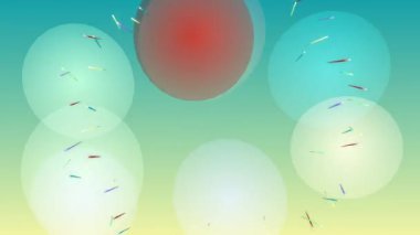 Bu video, çeşitli renkli küreler ve pürüzsüz bir gradyan zemin üzerinde hareket eden küçük parçacıklar ile soyut bir animasyon içeriyor, dinamik ve sanatsal bir görsel deneyim yaratıyor..
