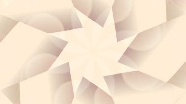 Yumuşak kremalı ve bej geometrik şekilli dönen bir yıldız desenli büyüleyici bir soyut arkaplan sakinleştirici ve zarif bir görsel döngü oluşturur..