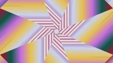 Soyut renkli kaleydoskop desenli arka plan döngüsü hipnotik görseller, psikedelik sanat ve canlı renklerle geometrik şekiller içerir..