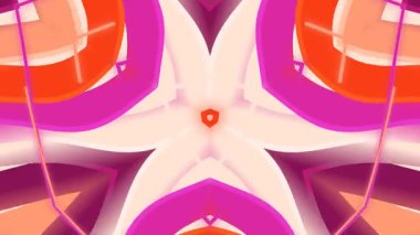 Büyüleyici soyut bir kaleydoskop deseni canlı pembe ve turuncu renklerle açılır ve dinamik ve hipnotik bir görsel deneyim yaratır..