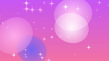 Pembeden mora doğru pürüzsüz bir değişim gösteren parlak, soyut bir arkaplan, parlak yıldız parçacıkları ve yumuşak, şeffaf yüzen kabarcıklar ile süslenmiş, rüya gibi ve ruhani bir hava kabarcığı yaratan. .