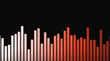 Açık siyah bir arkaplan üzerinde titreşen beyaz-kırmızı çubuk gradyanı olan canlı bir ses görselleştirici, müzikle ilgili veya soyut tasarım için mükemmel.