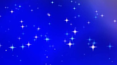Işıldayan mavi yıldızların büyüleyici bir animasyonu, parlak ve parlak derin mavi bir arka plana karşı, büyülü ve ruhani bir gece gökyüzü etkisi yaratır..