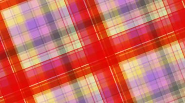 Dinamik kırmızı ekose desenli, kesişen çizgileri ve renkli dokusu olan büyüleyici soyut bir arka plan döngüsü. Yaratıcı projeler, sunumlar ve dijital sanat için ideal.