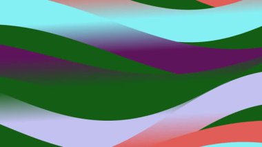 Yeşil, mavi, mor ve turuncunun canlı tonlarında pürüzsüz, dalgalı çizgiler içeren büyüleyici soyut bir arka plan döngüsü dinamik ve modern bir görsel deneyim yaratıyor..