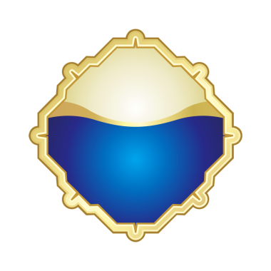 Beyaz bir arkaplanda izole edilmiş, metin için boş alanı olan zarif mavi ve altın renkli etiket rozeti. Markalaşma, ürün ambalajlama, içecek veya kozmetik etiketleri, sertifikalar, davetiyeler ve premium pazarlama malzemeleri için uygun lüks çerçeve tasarımı.