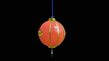 Siyah arka planda dönen Çin Yeni Yılı 2026 kırmızı feneri, çevrilebilir animasyon. Ay 'a Yeni Yıl tebrikleri, etkinlik tanıtımları, festival örtüleri ve tatil video projeleri için kusursuz döngü ideali.