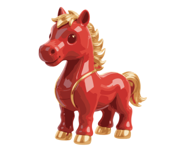 PNG arka planında Çocuk Odası Dcor ve Çocuk Sanatları için Şirin Kırmızı At Karakteri. PNG 'deki Çocuk Masalları için Çin Zodiac İllüstrasyonu Yılı. PNG arka planında Bebek Ürünleri Markası için canlı Kırmızı Plastik Oyuncak At Figürü.
