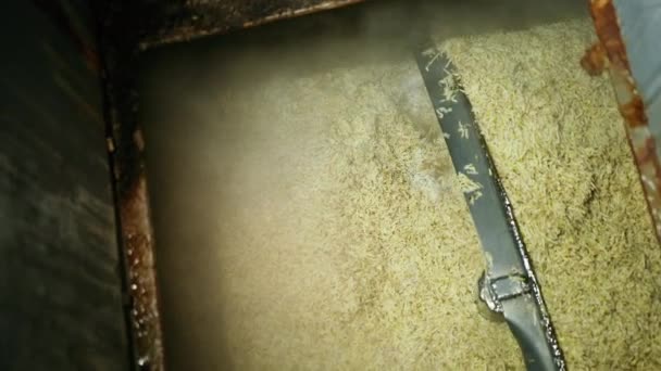 Sockerproduktion från sockerbetor, blandning i kärl, kokning av råa grönsaker, ånga — Stockvideo