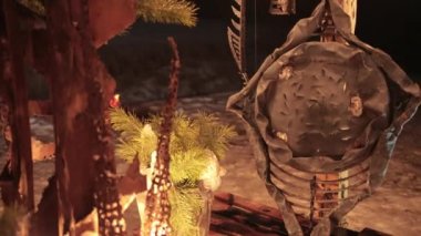 Cesur Viking savaşçısını korumak için savaş kalkanı. Dövüşmek için yayalar