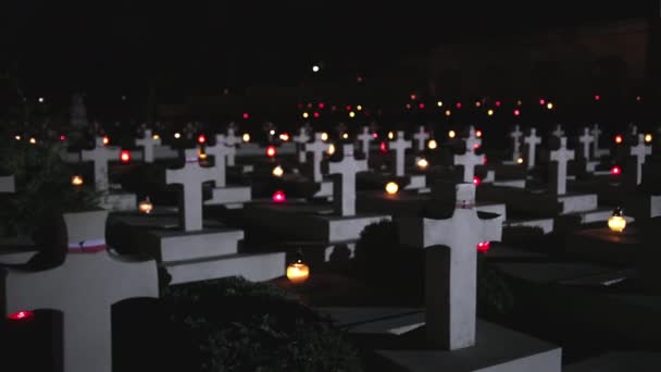 Scary background cemetery cross dark, concept of horror, Halloween. headstones — Stock Video