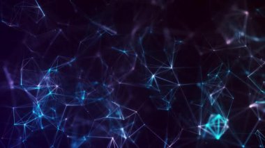 Soyut dijital bağlantı, hareket eden noktalar ve çizgiler. Teknolojik geçmiş. Ağ bağlantısı yapısı. Birbirine dokuma etkisi. 4K canlandırması