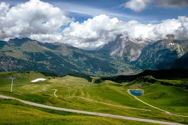 Carretera Mannlichen Grindelwald Vista Desde Mannlichen Verano Lauterbrunnen Bernese Oberland — Foto de Stock