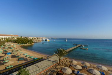 Hurghada, Mısır 'daki plaj. Yüksek kalite fotoğraf