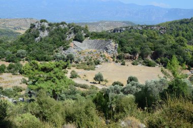 Pinara, Lycia, Türkiye 'de harika bir amfi tiyatro