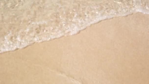 Морские волны смывают песчаный пляж . — стоковое видео