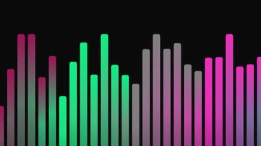 Müzik analizi ve ses temsil amaçları için siyah arkaplan üzerinde gradyan etkisi olan renkli ses dalgası grafiği görselleştirmesi