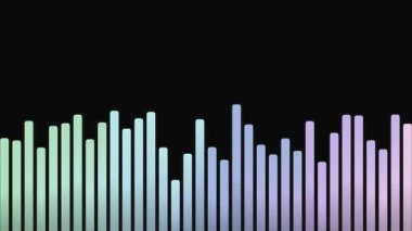 renkli ses dalgası çubukları görsel siyah arkaplan üzerinde ses frekansını ve müzik ritmini canlı renkler ile temsil eder