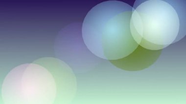 Soyut tasarım ögesi ve sanatsal görsel efekt için gradyan mavi yeşil arkaplan üzerindeki renkli yarı şeffaf kürelerin yumuşak odak resmi