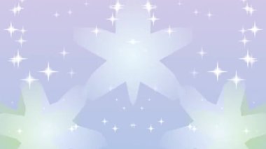 Sakin, mor ve yeşil kristal arka plan. Yumuşak kıvılcımlar ve yumuşak yıldızlar rahatlatıcı bir atmosfer ve huzurlu bir ortam yaratıyor.