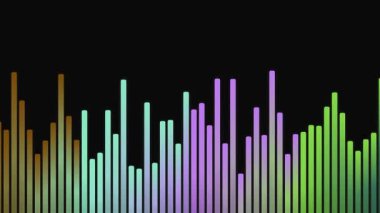 Müzik görselleştirici uygulaması için renkli ses dalgası grafik tasarımı ögesi ve dijital ortam için siyah arkaplan