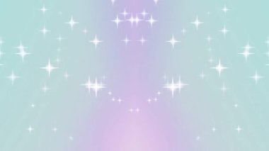 Parlayan yıldızlar ve yumuşak pembe ışıltısıyla huzurlu pastel mavi arka plan büyülü bir ruhani atmosfer etkisi yaratıyor.