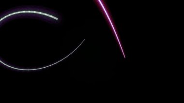 Parlayan neon ışıkları kıvrımlar ve esrarengiz ve karanlık bir arkaplan atmosferine karşı canlı renklerle eğilir.