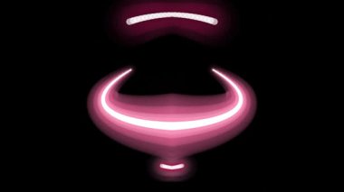 Görsel efekt için siyah arka planda dinamik şekilli canlı pembe ve kırmızı renkler içeren soyut neon ışık tasarımları